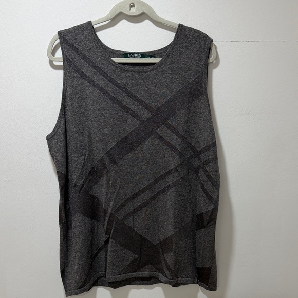 Lauren Ralph Lauren Tops - Lauren Ralph Lauren Women’s WOOL Striped Geometric Sleeveless Knit Top Plus 2X